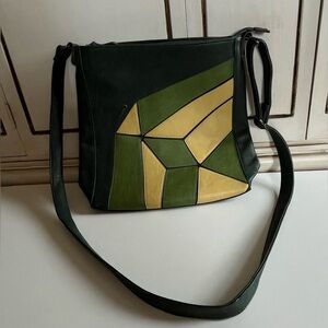 Zergatik UK patchwork green crossbody purse-vintage vibe adjustable strap